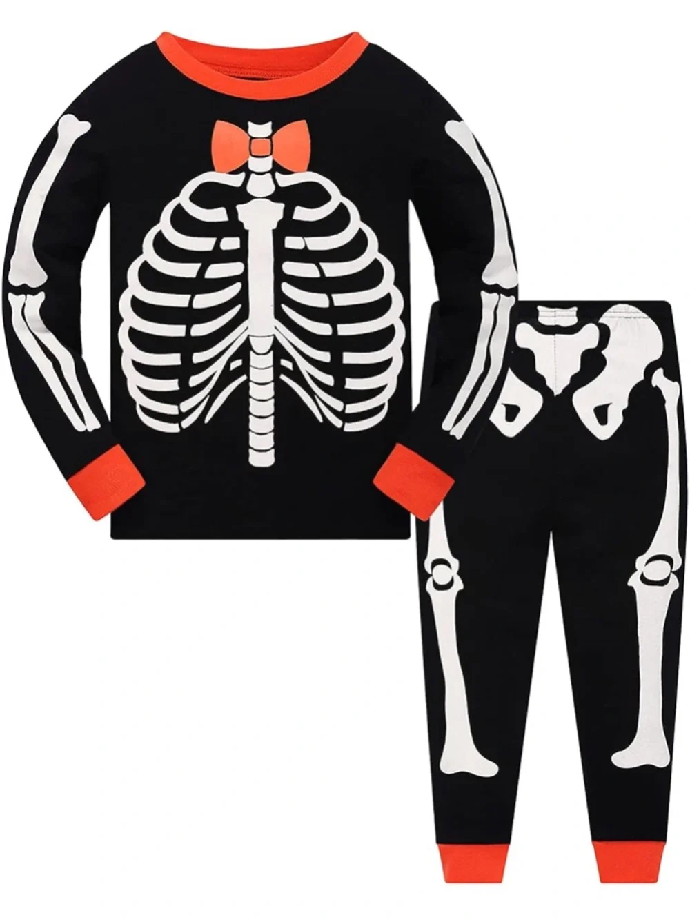 Toddlers Halloween Glow In Dark Skeleton Pajama Set Long Sleeve 6T